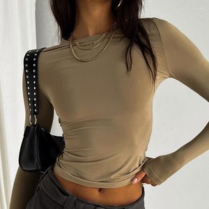 Active Shirts Women Casual Long Sleeve T-Shirts Spring Autumn Solid Slim Fit Pullovers Yoga Tee Female Streetwear Base Tees Tops