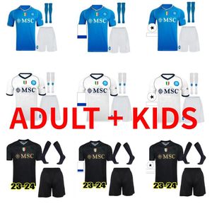 Adulto Kids Kits Napoli 2023 2024 Maradona Futebol Jerseys 23 24 Koulibaly Insigne Maillots De Foot Osimhen Lozano Hlozano Nápoles Halloween Camisa de Futebol