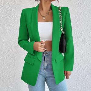 Ternos femininos cor sólida feminino aberto frente trabalho terno elegante estilo v pescoço fino ajuste clássico escritório blazer jaquetas manga longa casaco diário