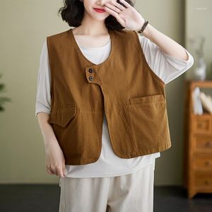 Coletes femininas 2023 chegada coreia safari estilo solto verão outono outwear colete chique menina moda mulheres primavera casual roupas curtas