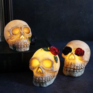 Nowy Halloween Luminous Resin Head Led Terar Skull Decoration Prop Dekoracja Halloween