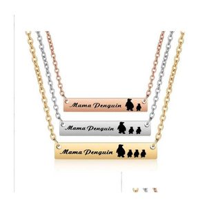 Mama Penguin Pendant Necklace Gold Sier Clavicar Chain Fashion Charm Juvely Mothers Day Presenttillbehör Legering Halsband Drop Leverans