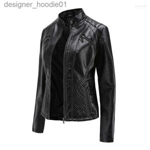Мужские куртки из искусственного меха, женские куртки, осенняя женская куртка из искусственной кожи, женское короткое пальто на молнии, женский черный панк-бомбер, искусственная верхняя одежда, моторное пальто # W4 L230913