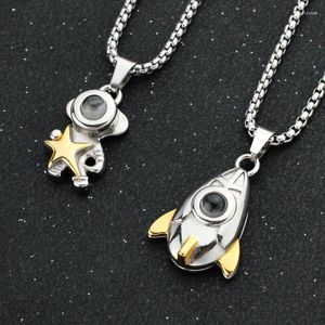 Pendant Necklaces 316L Stainless Steel Charm Space Astronaut For Men Collarbone Chain Hip Hop Punk Jewelry Couple Gifts