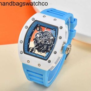 RicharMilles Watch Mechanical Movement Watch Rubber Strap Ceramic Dial Waterproof Tiger Head Second Running Ceramic Oil Fashionable Womens Universal Life