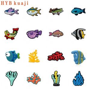 HYBkuaji 100pcs fish sargassum shoe charms wholesale shoes decorations shoe clips pvc buckles for shoes