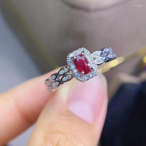 Cluster Rings Arrival Natural And Real Ruby Ring 925 Sterling Silver Fine Jewelry Fashion