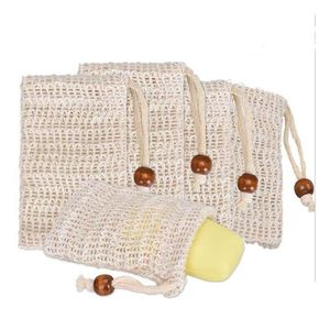 Bath Brushes Sponges Scrubbers Soap Exfoliating Bags Natural Ramie Bag Mesh With Dstring For Foaming And Drying The Lx2473 Drop Delive Dhbvp