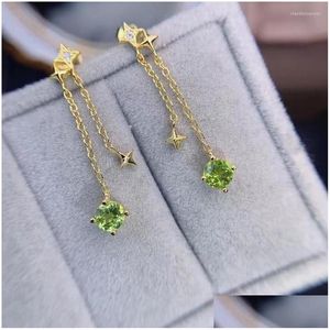 Stud Cuping Fine Jewelry 925 Sterling Sier Inset Doğal Gems ile Kadın Lüks Moda Yıldız Peridot Kulak Destekler Detektio Drop Del Dhyhs