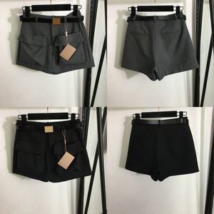 Mulheres de luxo terno shorts calças designer preto cinza shorts com etiqueta verão mulher encantadora mini calças