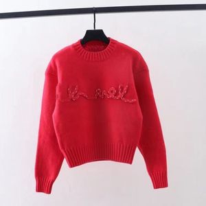 Дизайнерские свитера 2023 Новые женские трикотажные изделия Вязаный свитер с вороньим вырезом Пуловер с надписью с длинным рукавом Одежда больших размеров Pinkwing-8 CXG23091316