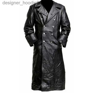 Männer Pelz Faux Pelz Herren Mittelalterlichen Vintage Leder Trenchcoats Reine Lange Leder Jacke Männliche Kleidung Streetwear Windjacke L230913