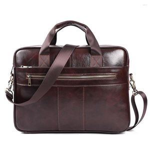 Valigette da uomo in vera pelle valigetta da ufficio borse da uomo da 15,6 pollici laptop business messenger tote borsa 2023