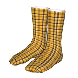 Men's Socks Compression Plaid Yellow Women 2023 Men Retro Color Clear Sport
