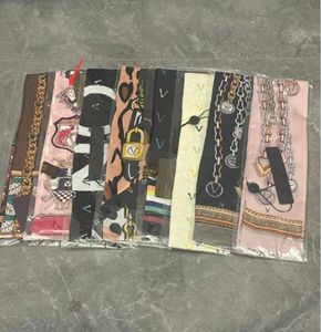 럭셔리 브랜드 클래식 스 트리머 도매 고품질 디자이너 실크 스카프 여성 슬림 좁은 스카프 이중 인쇄 트라이드 새틴 브랜드 작은 실크