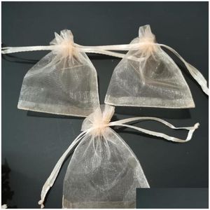 Schmuckbeutel Beutel Champagner Dstring Organza Geschenkbeutel Gewürze/Kaffee Weihnachten/Hochzeit/Geschenkverpackung 7X9 9X12 10X15Cm Drop Deli Otkuf