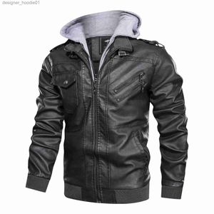 Mens Fur Faux Fur Mens Jaquetas Jaquetas De Couro Outono Casual Motocicleta PU Jaqueta Biker Casacos Roupas Tamanho UE Moda Com Capuz Inverno Estilo Rua Manga Longa Tops Zip