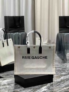 9A Rive Gauche Womens Trend Luxurys Designer Tote Grande Tote Bordado Bolsa Top Linho Shopping Beach Bags Viagem Couro Crossbody Ombro Satchel Têxtil