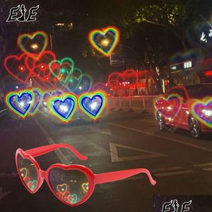 Sonnenbrille Sunglasse Fashion Heart Shaped Effects Glasses Beobachten Sie, wie sich die Lichter nachts in ihre Form verändern Beugung weiblich 230629 Drop Del Dhqbi