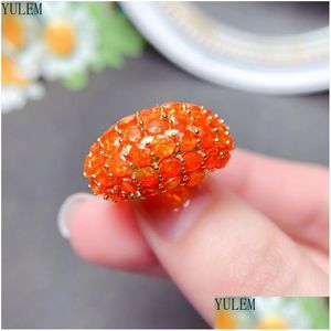 Ringar Yem Sterling Sier Set Natural Fire Opal Mexico Rare Orange Women's Anniversary Promise 230506 Drop Leverans smycken Ring Dhucz