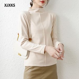Kadın Sweaters XJXKS 2023 Sonbahar Kış Kadın Belvek Kazak Saf Renk All-Match Yün Örme Külkü