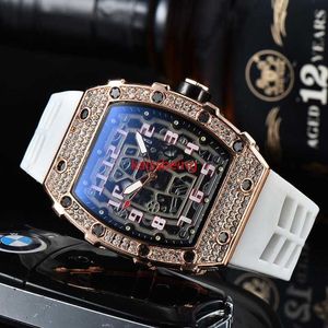 Richarmilles يشاهد الموضة الماس 3-Pin Quartz Watch الشفافة مدي الرجال السات