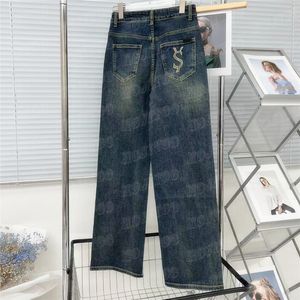 Mode Denim Hosen Für Frauen Gestickte Brief Design Lose Jeans Mädchen Dame Hochwertige Hosen Kleidung