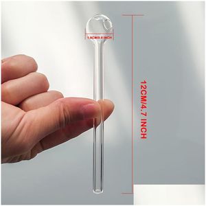 4.7 Inch Clear Glass Pipe Oil Nail Burning Jumbo Pipes 12Cm Length Thick Transparent Smoking Tubes 120Mm Pyrex Burner Concentrate F Dhknq