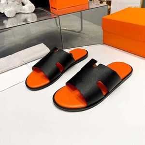 Men Slippers Designer Leather Oran Sandals Izmir Flip Flop Oran Heritage Calfskin Sandals Summer Lazy Large Beach Casual Slides