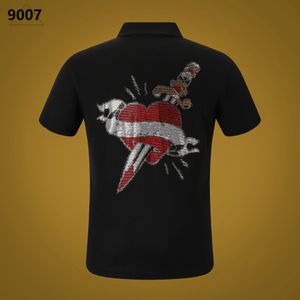 NOVO PP Camisa Polo Masculina Verão Crânio Diamante Phillip Plain Manga Curta Designer Camiseta Harajuku Tee Marca Crânios Imprimir Tops Streetwear SP9007