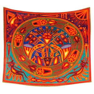 Tapestries Retro Mexican Jalisco Culture Native Folk Art Huichol Colored Yarn Paintings Tapestry By Ho Me Lili For Livingroom Home Decor 230912