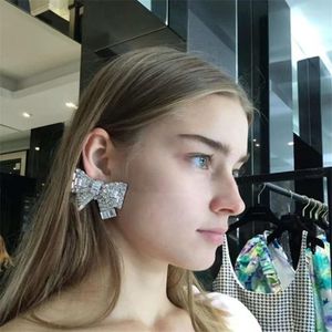 Dangle Earrings Luxury Rhinestone Bow For Women Etrendy Shinning Crystal Wedding Party Jewelry Statement Wholesale