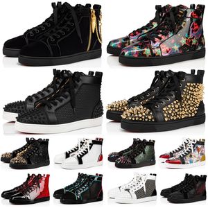 With Box Luxury Designer Dress Shoes Platform Sneakers Spikes Office Career Wedding Mens Womens Casual Shoe Black Gold Glitter Flat Trainers high cut shoe size 36-47