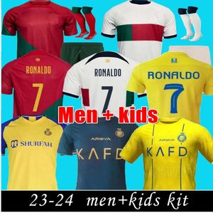 AL Nassr FC Soccer Jerseys Ronaldo 23 Home Yellow Away 2023 2024 Cr7 Aboubakar Men Football Shiirt Al-Nassr FC Kids Woman Portugal Bruno Fernandes Joao Felix Ruben