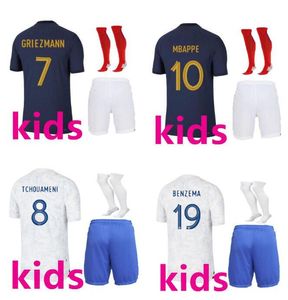 2023 الفرنسية Dembele Benzema Tchouameni الأولاد كرة القدم جيرسي Maillot de Foot Foonia Enfant Kids Kit 2 Stars Mbappe Pogba Footly Shirt القميص القميص
