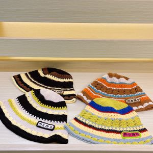 Women's Autumn and Winter Rainbow Color Designer bucket hat Fashion cap Letter Embroidery Date Holiday Warm casquette
