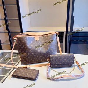 Luxurys Designers Bags women handbags ladies designer Genuine Leather composite bag clutch bag shoulder tote purse wallet flower (Shopping bag+Underarm bag+wallet)