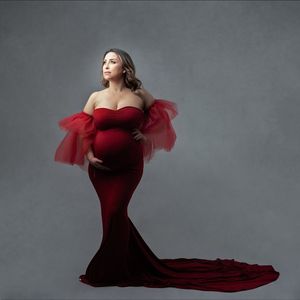 Stunning Mermaid Maternity Photography Dress Long Train Bodycon Gown for Pregnant Women's Photo Shoots and Special Occasions