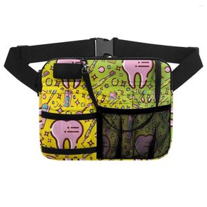 Waist Bags Tooth Dental Pattern Fashion Satchel Multi Pockets Comfort Handle WaistPack Easy To Carry Dirt Resistant Crossbody Bag