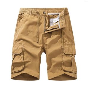 Shorts masculinos lazer carga algodão verão vintage esportes troncos treino cordão multi bolsos roupas para homem