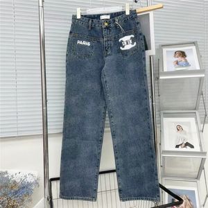 Gestickter Brief Denim Pant für Frauen Designer klassische Jeans High Street HipHop Long Hosen