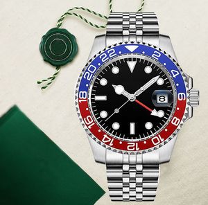 Man Watch zegarki wysokiej jakości RLX 40 mm Zielona tarcza Automatyczny ruch mechaniczny Stal nierdzewna klasyczne szafirowe zegarki Designer Box