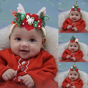 Hair Accessories Wecute Baby Headband Christmas Antlers Artificial Flower High Elastic Nylon Headwear Kawai Gift