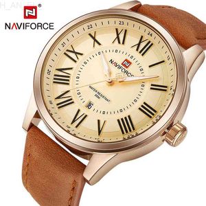 Kadın Saatleri Naviforce Marka Erkekler Deri Altın Sporlar ES Erkek Moda Roma Kuvars Bilek Erkek Tarih Analog Saat Relogio Maskulino 210517 L230913