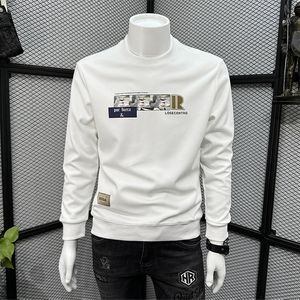 Erkekler Modaya Düzenli Hoodies Sıradan Yuvarlak Boyun Üst Sweatshirtler Sonbahar Kış Yeni Moda Uzun Kollu T-Shirt Pullover Adam Günlük Giyim