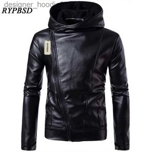 Herren Pelz Kunstpelz PU Lederjacke Schwarz Herren Lederjacke Kapuze Reißverschluss Herren Mantel Langarm Rollkragen Kunstlederjacke 201224 L230913