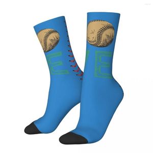 Calzini da uomo Hip Hop Retro Love Baseball Design con punti Compressione pazza Calzino sportivo unisex con motivo Harajuku