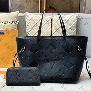 Women tote bag crossbody shoulder designer luxury handbags genuine leather fashion girl shopping purse high quality 2pcs/set with wallet chaoka-230908-108