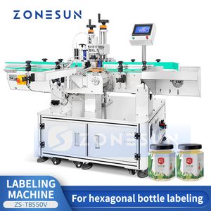 Zonesun Automatic Label Applicator Polygon Bottle Labeling Machine Sticker Dispenser Machine Oregelbundet behållare ZS-TB550V