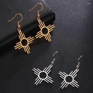 Dangle Earrings Dawapara Zia Sun Symbol For Women Men Mexico Healing Warmth Amulet Stainless Steel Jewelry